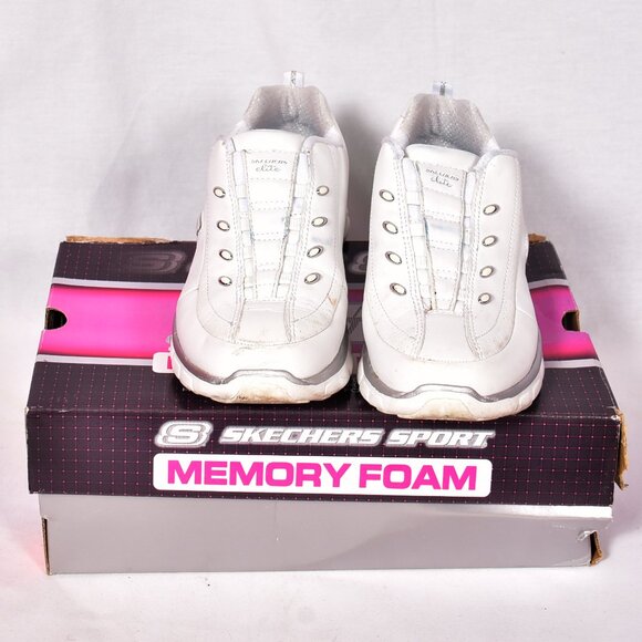 Skechers Elite Class Memory Foam White Silver Sneakers Size 6 - Picture 4 of 11